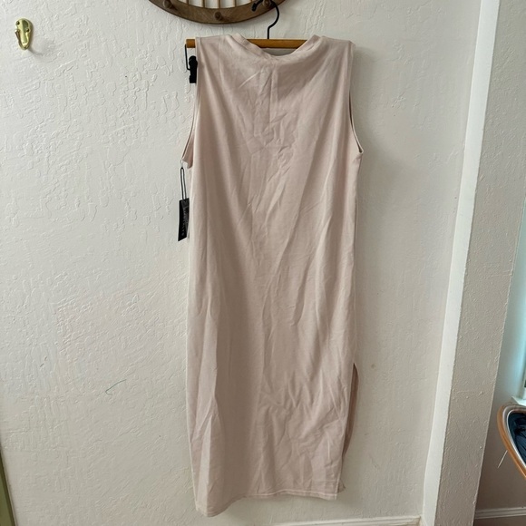 Kimberly Cream Sleeveless Midi Side Slit High Neck Lounge Dress Large - Picture 6 of 6